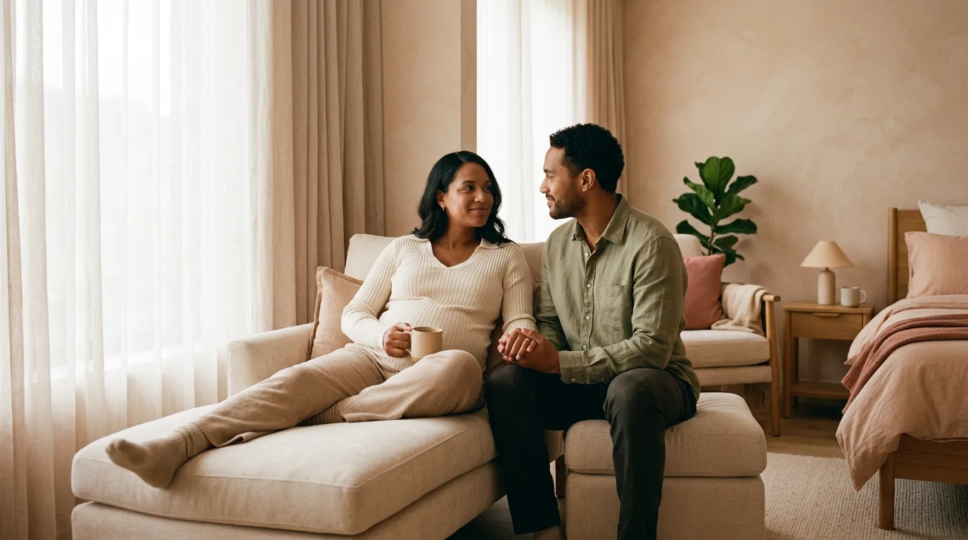 Expecting couple supporting each other before labour